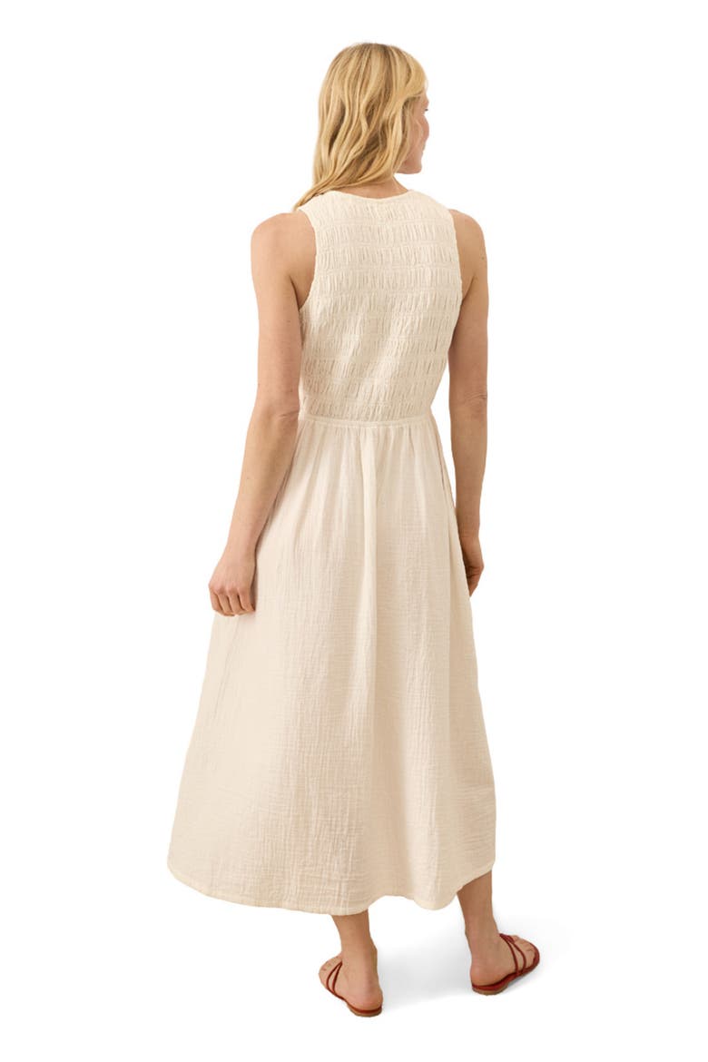 Organic Cotton Coastal Double Gauze Smocked Dress, Alternate, color, Cream