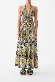 Camilla Halter Jersey Dress With Tiered Skirt