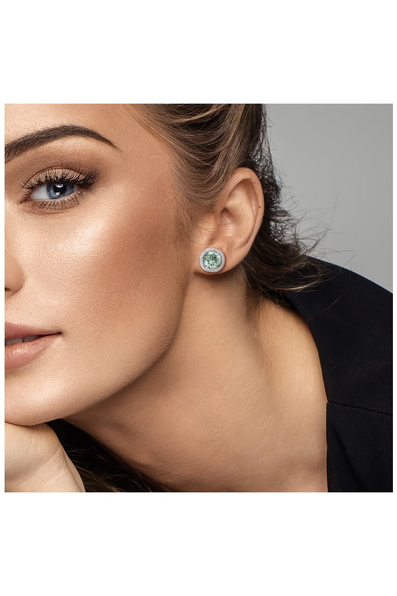 Green Quartz & White Topaz Stud Earrings & Necklace Set, Alternate, color, GREEN