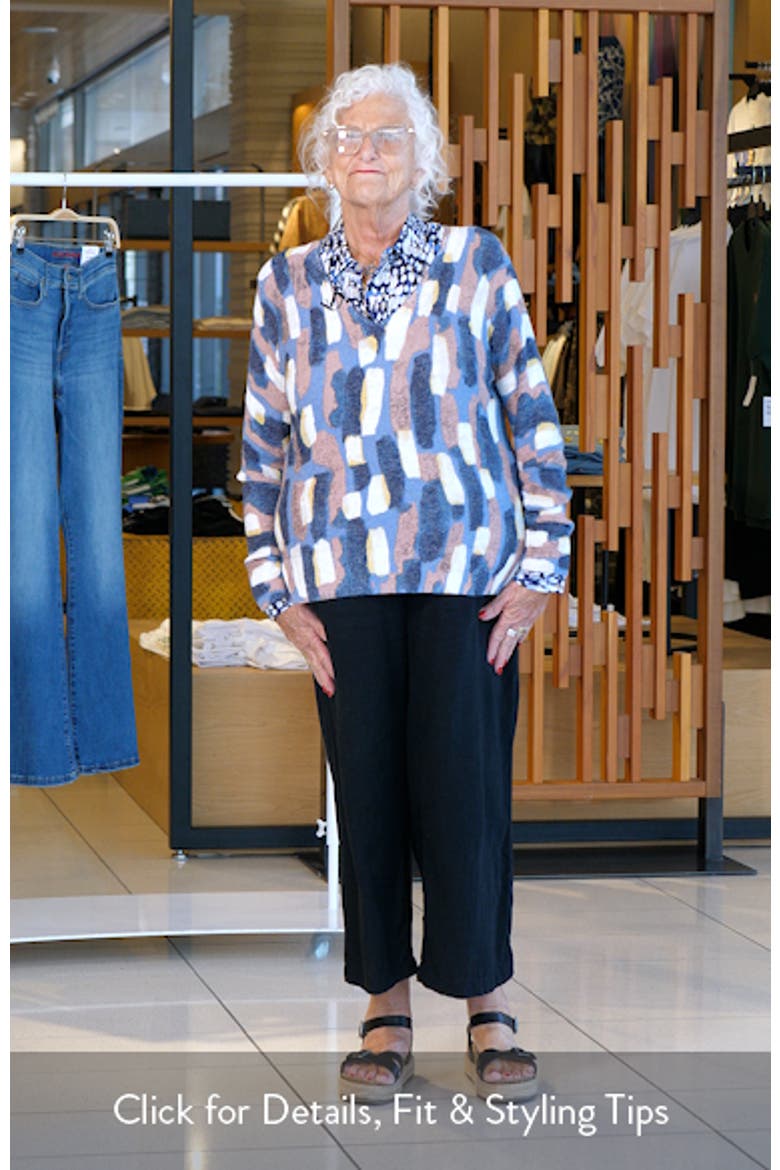 Brushstrokes Waffle Stitch V-Neck Sweater video