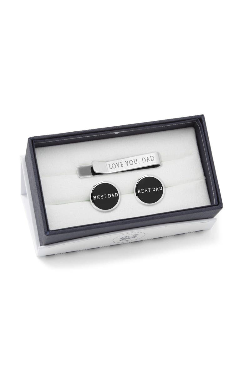 Cufflinks, Inc. Father's Day Cuff Links & Tie Bar Gift Set, Alternate, color, Silver