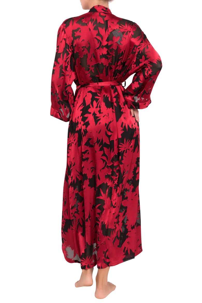 Colette Floral Print Robe, Alternate, color, RED BLACK FLORAL