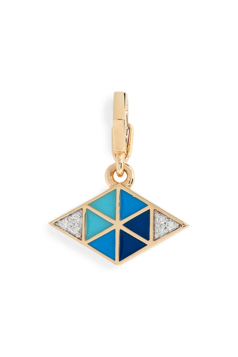 Enamel & Diamond Pavé Evil Eye Enhancer Pendant, Main, color, YELLOW GOLD/ BLUE