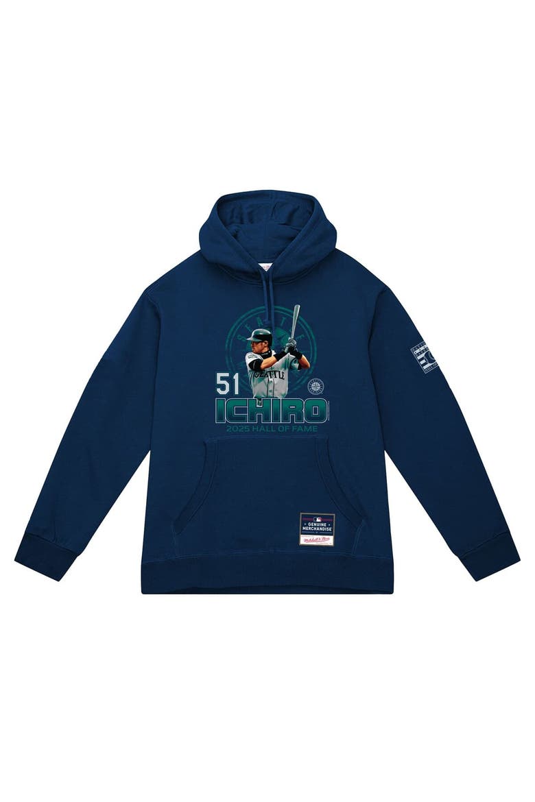 Men's Mitchell & Ness Ichiro Suzuki Navy Seattle Mariners Hall of Fame Hitter Hoodie, Alternate, color, Navy
