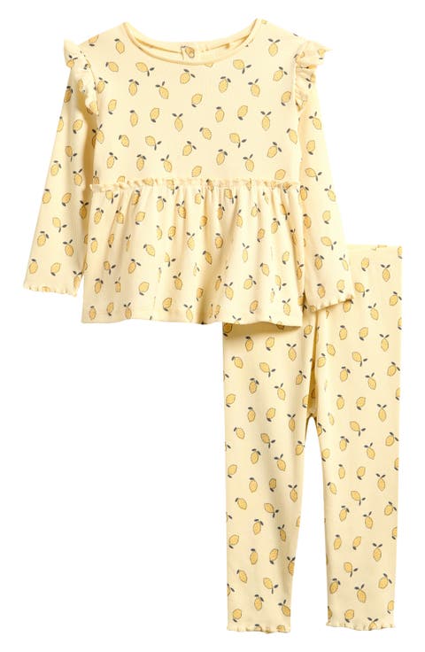 Lemon Print Peplum Top & Leggings Set (Baby)