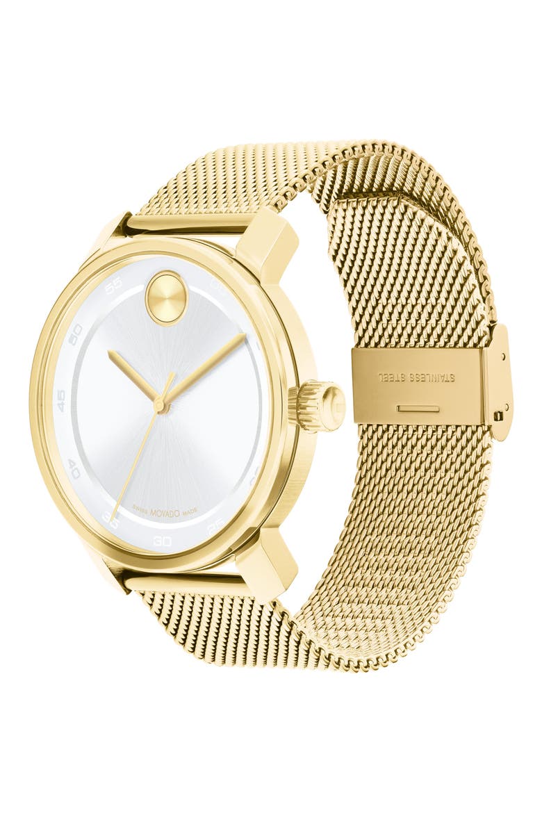3-Hand Quartz Stainless Steel Mesh Strap Watch, 41mm, Alternate, color, GOLD