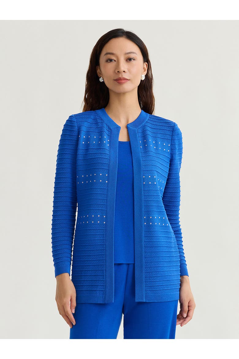 Ottoman Stitch Knit Jacket, Alternate, color, Aegean Blue