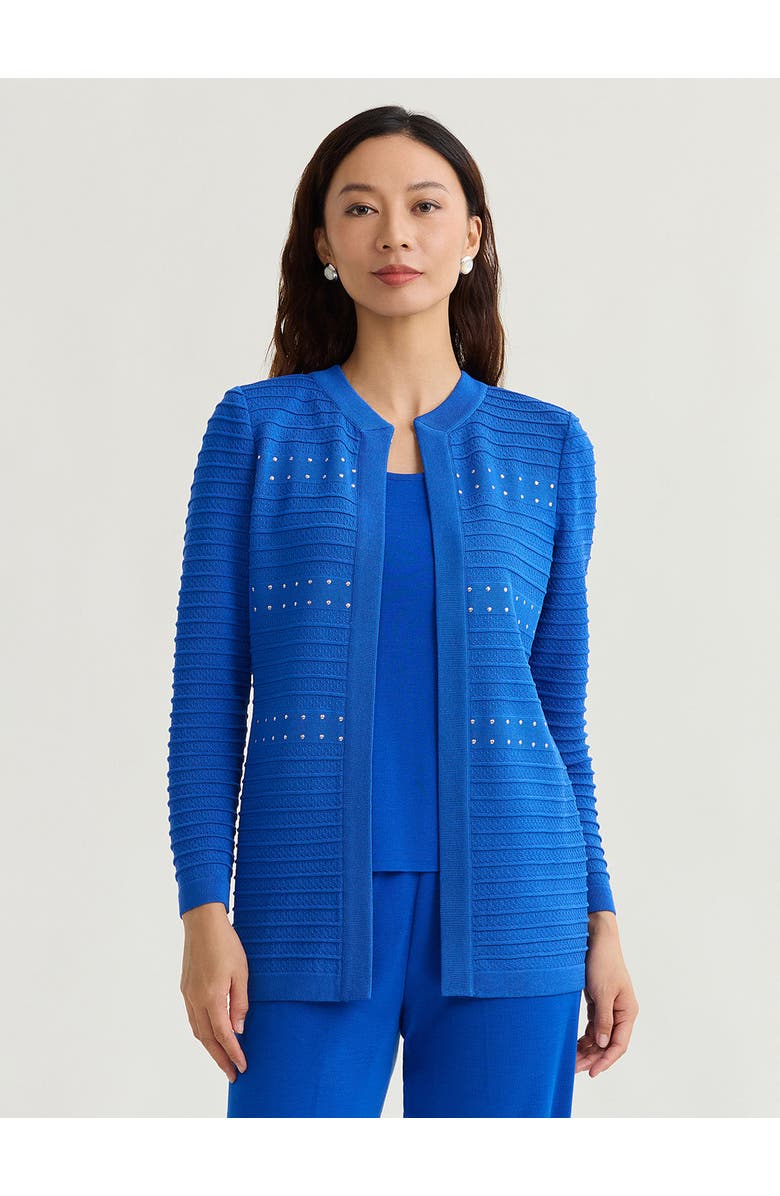 Misook Ottoman Stitch Knit Jacket, Alternate, color, Aegean Blue