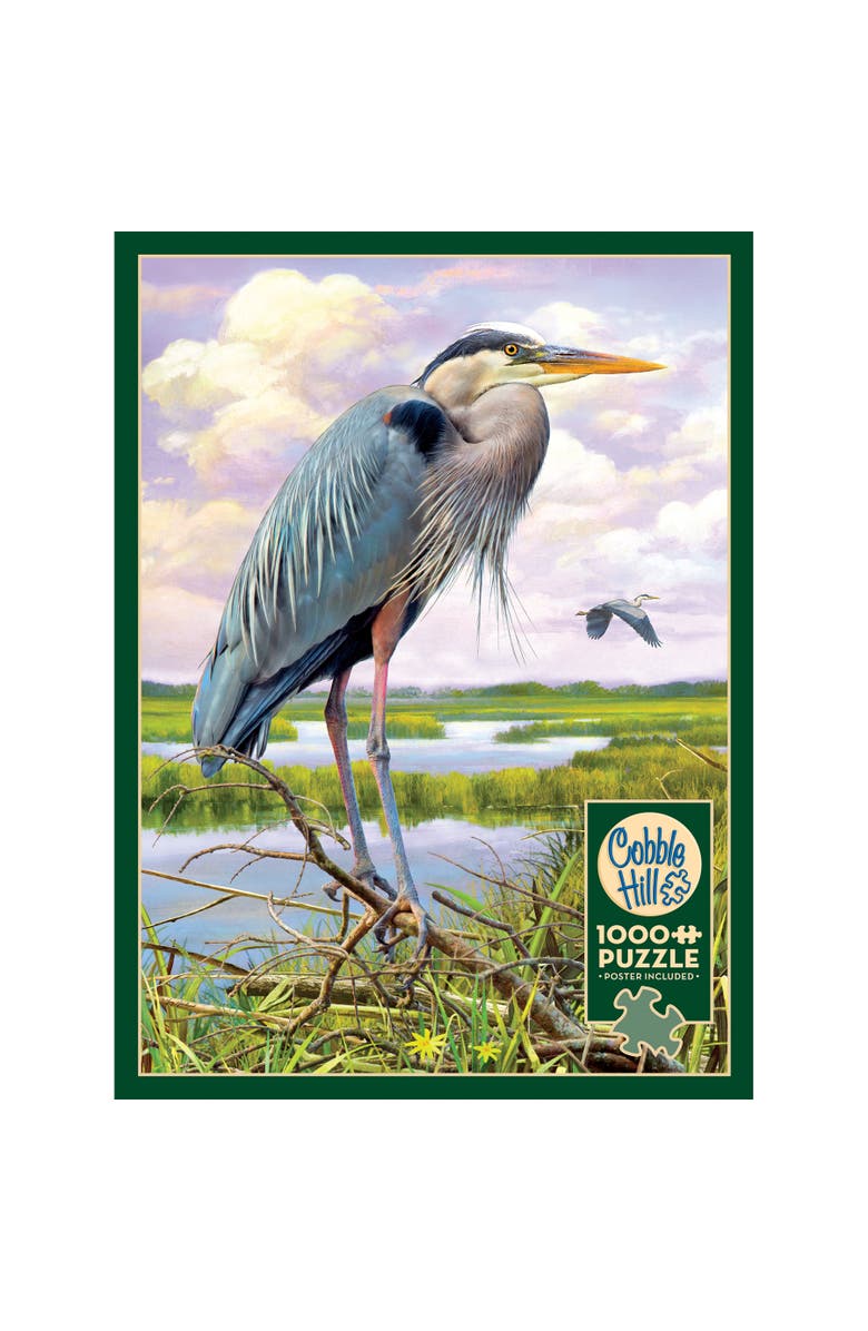Cobble Hill Heron 1000 Piece Puzzle Heron with Reference Poster, Alternate, color, Multicolored