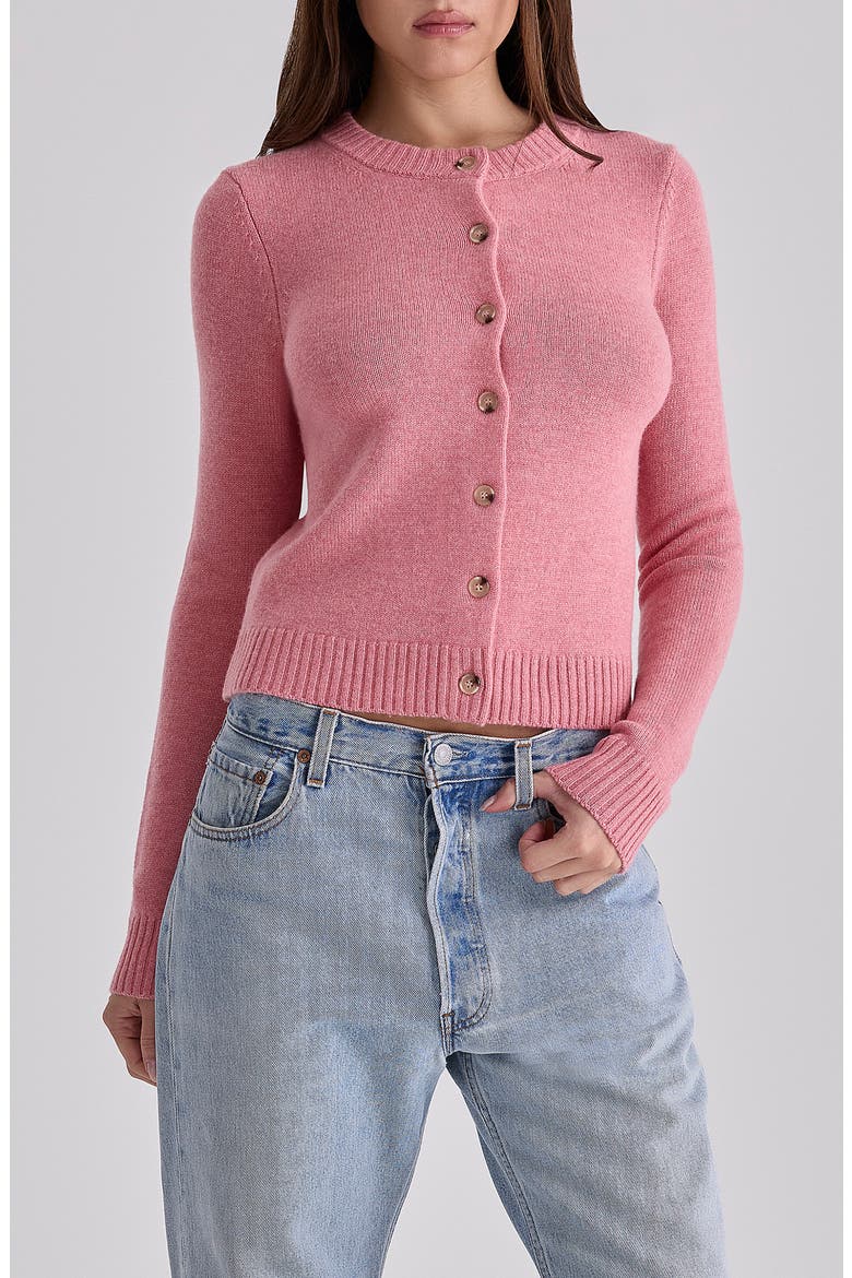 Signature Flamingo Pink Merino Wool Blend Cardigan, Main, color, FLAMINGO PINK