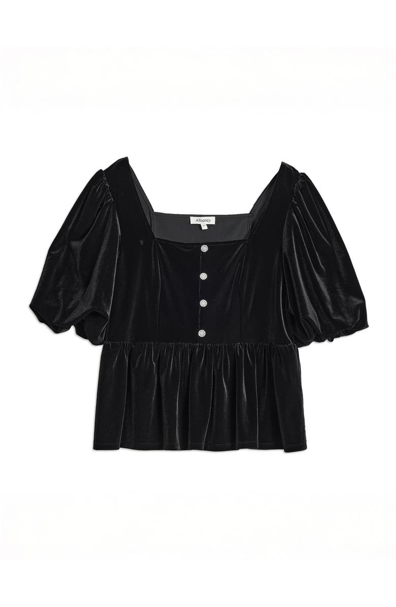 Albaray Diamonte Velvet Puff Sleeve Top, Alternate, color, Black