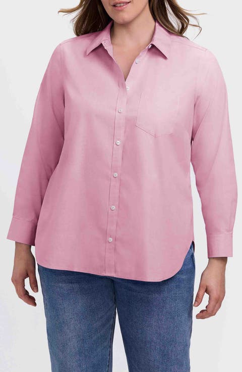 Boyfriend Non-Iron Cotton Blouse (Plus Size)