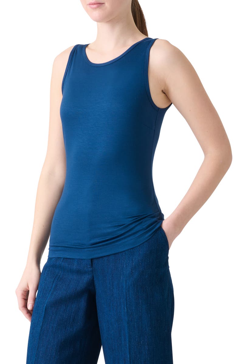 Akris punto Dot Detail Sleeveless Stretch Modal Top, Alternate, color, Ink
