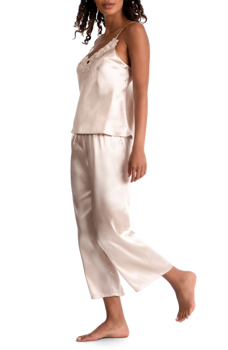 In Bloom by Jonquil Lace Appliqué Satin Cami Pajamas, Alternate, color, 