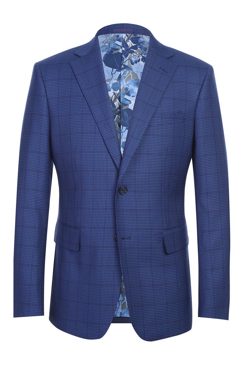 Trim Fit Plaid Two-Piece Suit, Alternate, color, NAVY
