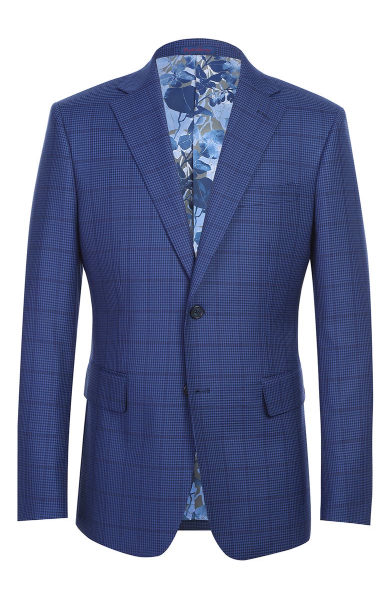 English Laundry Trim Fit Plaid Two-Piece Suit, Alternate, color, Navy
