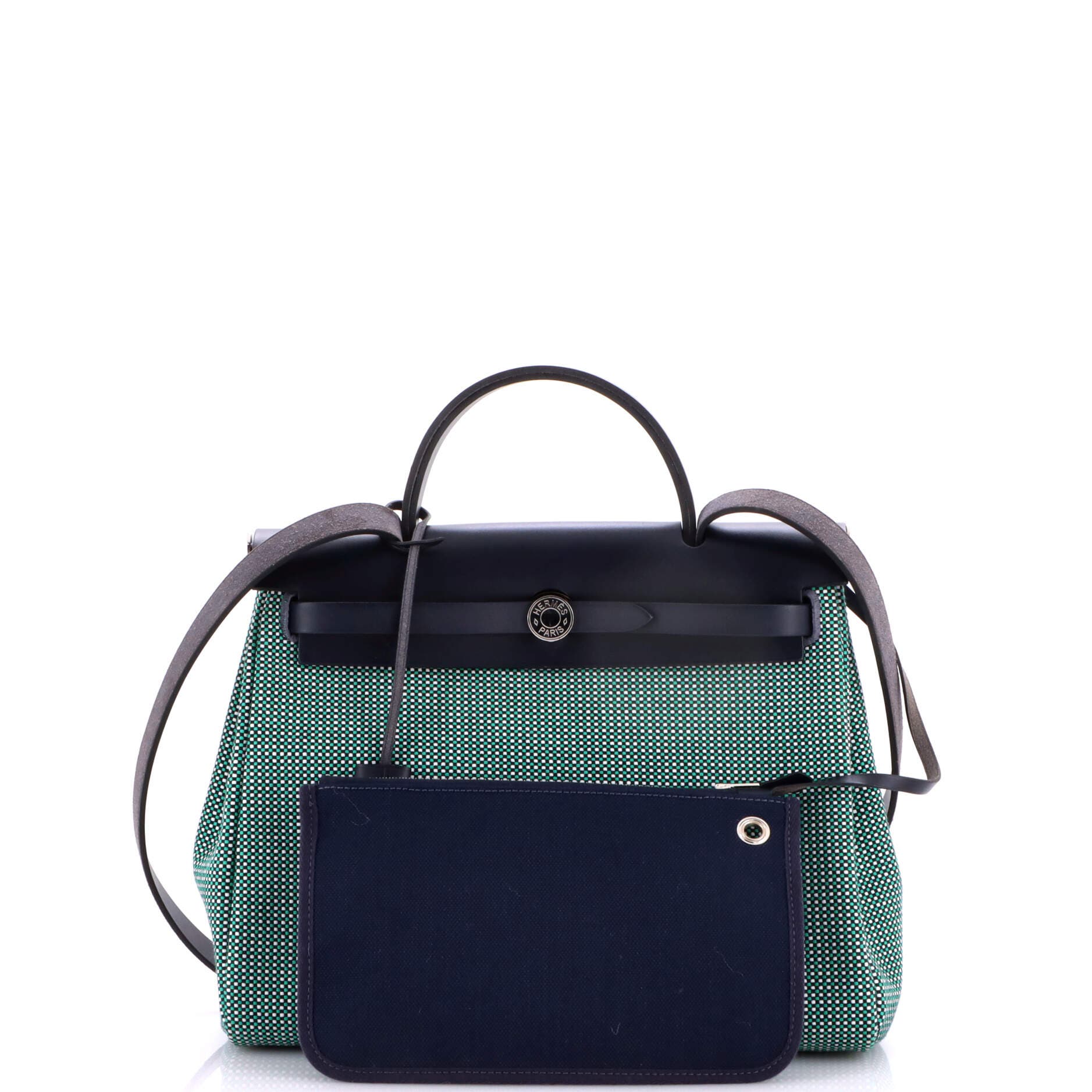 Pre-Owned Hermes Herbag Zip Criss Viking Toile and Leather 31, Alternate, color, Bleu Nuit