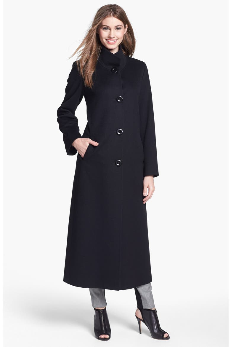 Stand Collar Cashmere Coat, Main, color, BLACK