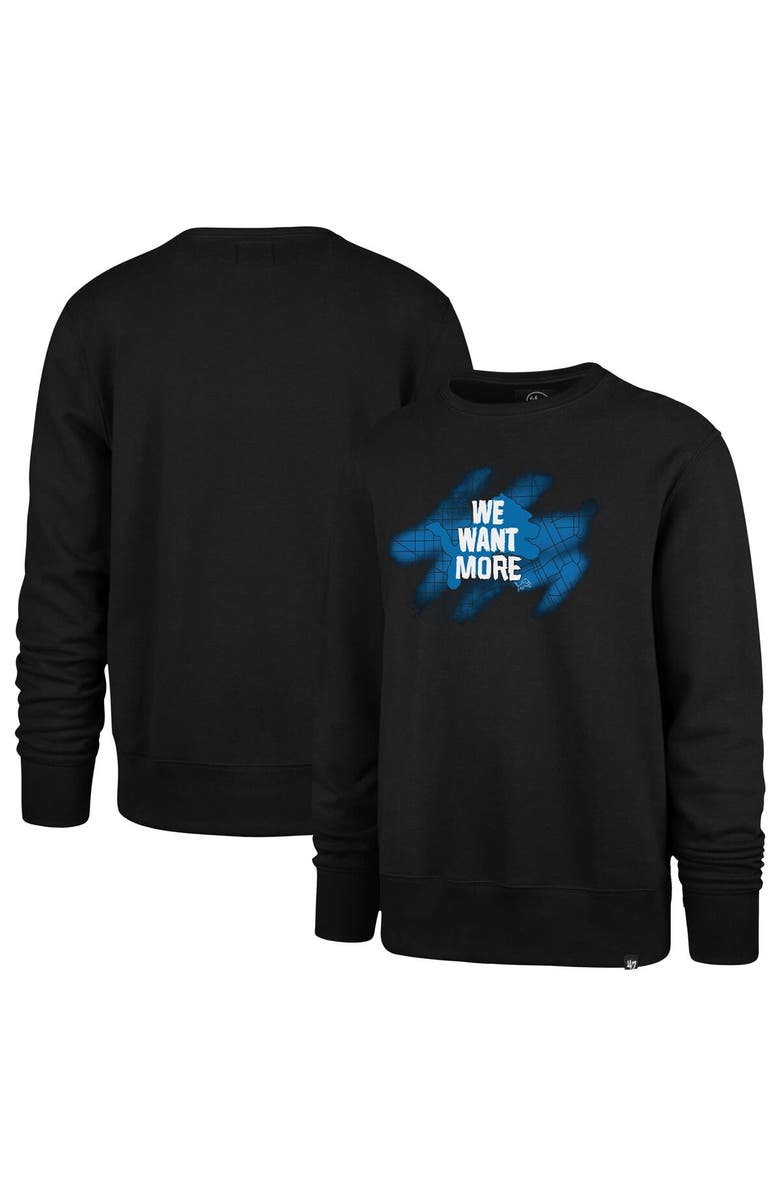 '47 Men's '47 Black Detroit Lions We Want More Headline Pullover Sweatshirt, Alternate, color,