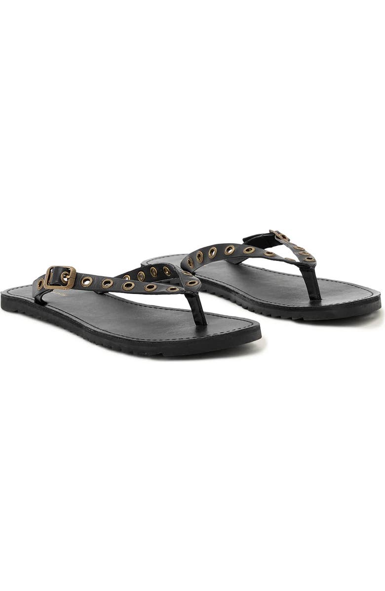 AllSaints Sydney Eyelet Flip Flop, Main, color, Black