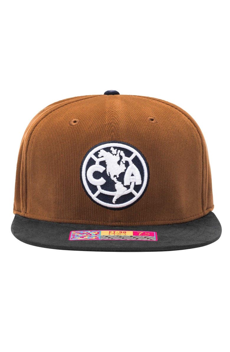 FAN INK Men's Brown Club America Cognac Fitted Hat, Alternate, color, 