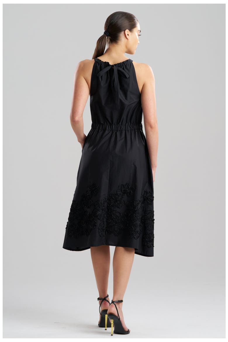 Carnation Embroidery - Cotton Voile Halter Neck Dress, Alternate, color, BLACK