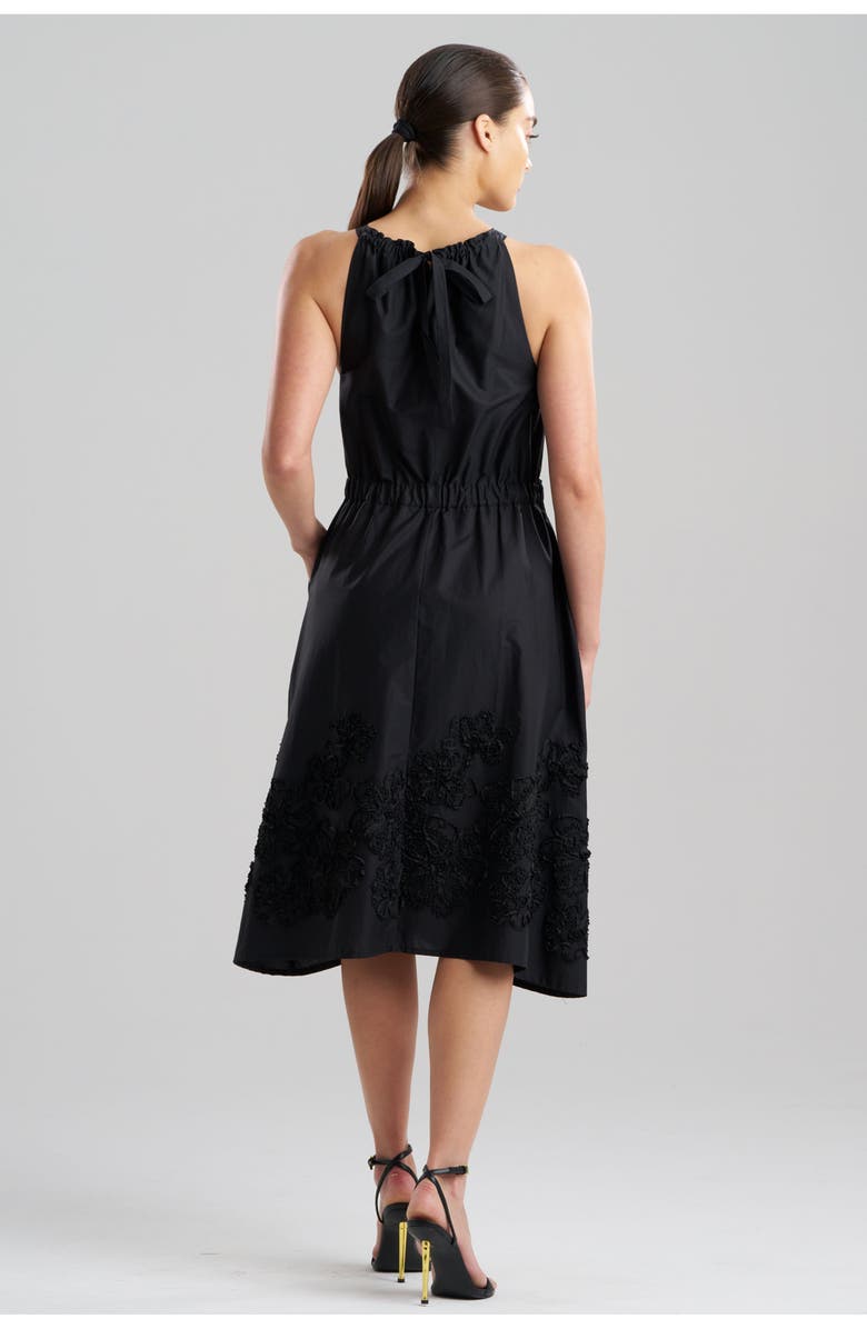 N Natori Carnation Embroidery - Cotton Voile Halter Neck Dress, Alternate, color, Black