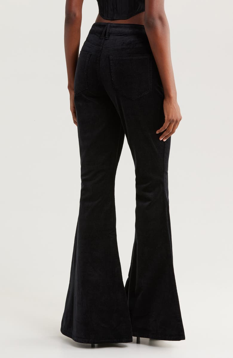 Good American Good Waist Super Flare Velvet Pants, Alternate, color, Black001