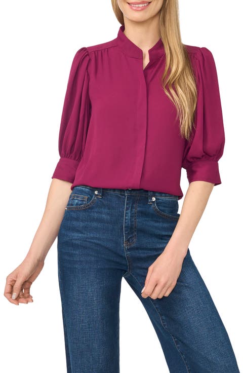 Puff Sleeve Button-Up Shirt