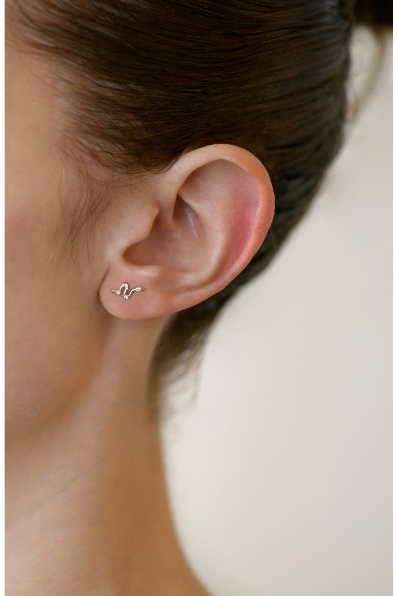 Cléo Snake Stud Earring, Alternate, color, YELLOW GOLD/ DIAMOND