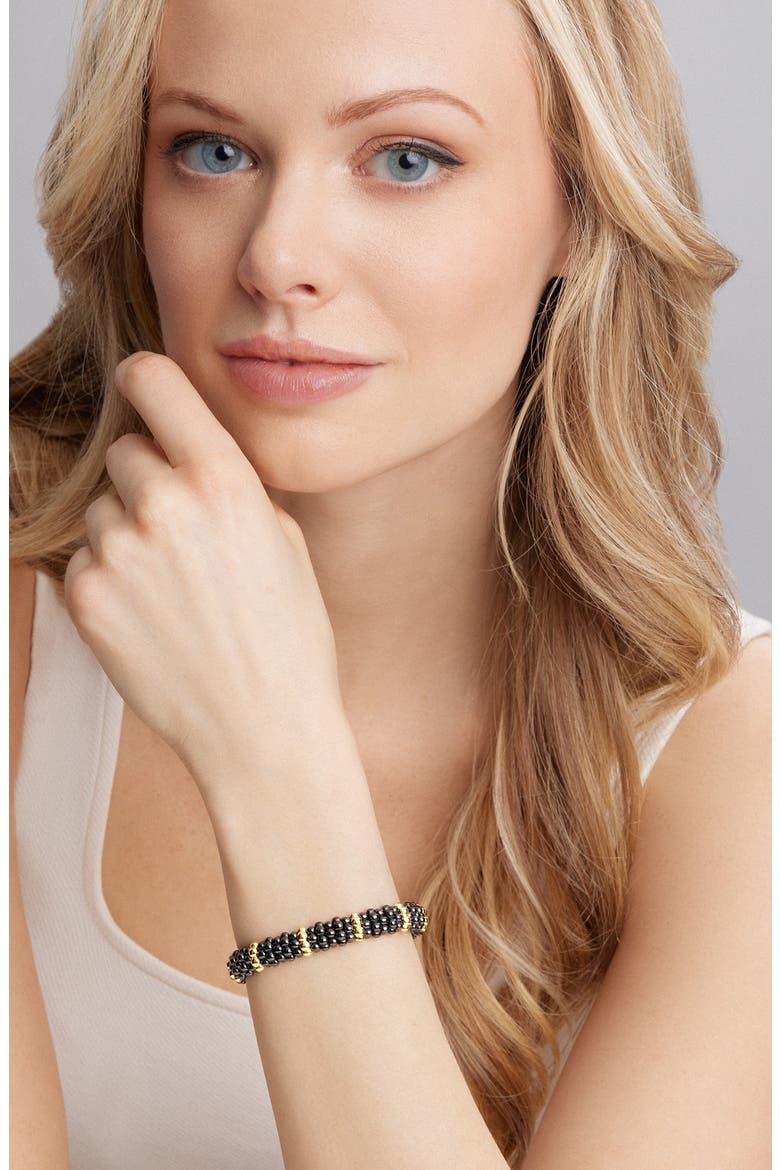 Gold & Black Caviar Station Bracelet, Alternate, color, GOLD