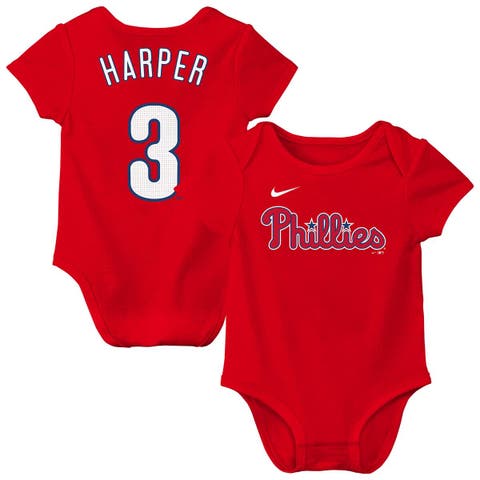 Newborn Nike Bryce Harper Red Philadelphia Phillies Name & Number Fuse Bodysuit