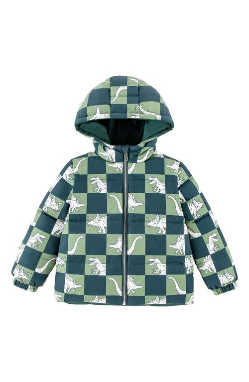 Calonie Kids' Alex Reversible Down Hooded Puffer Jacket In Green