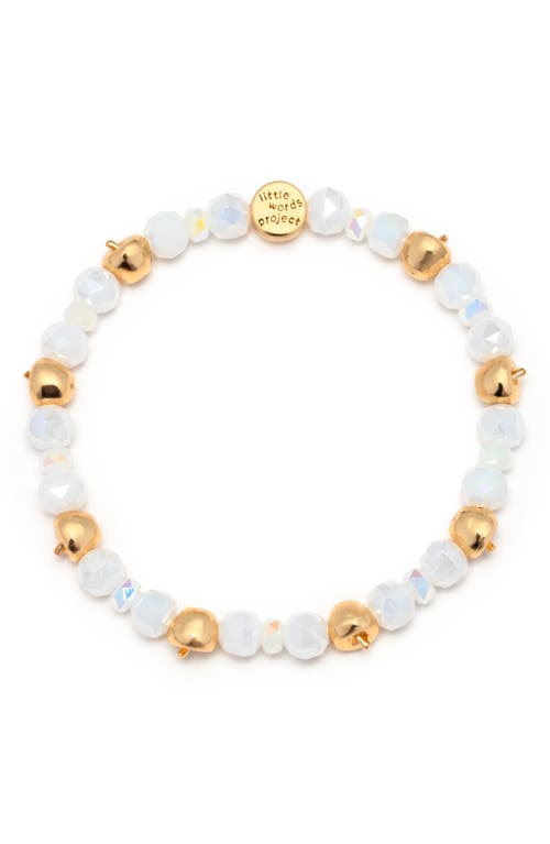 Little Words Project All Over Apple Stacker Beaded Bracelet In White