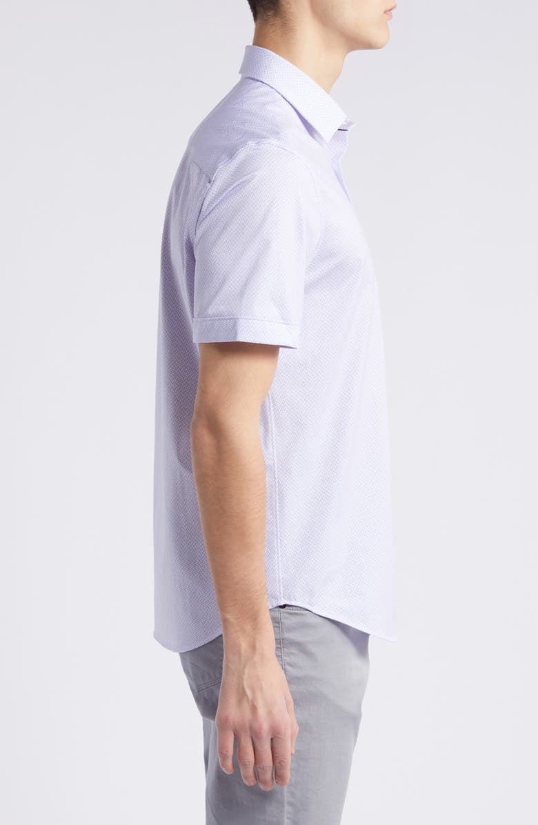 Bugatchi Miles OoohCotton<sup>®</sup> Serpentine Print Short Sleeve Button-Up Shirt, Alternate, color, Pink/Blue