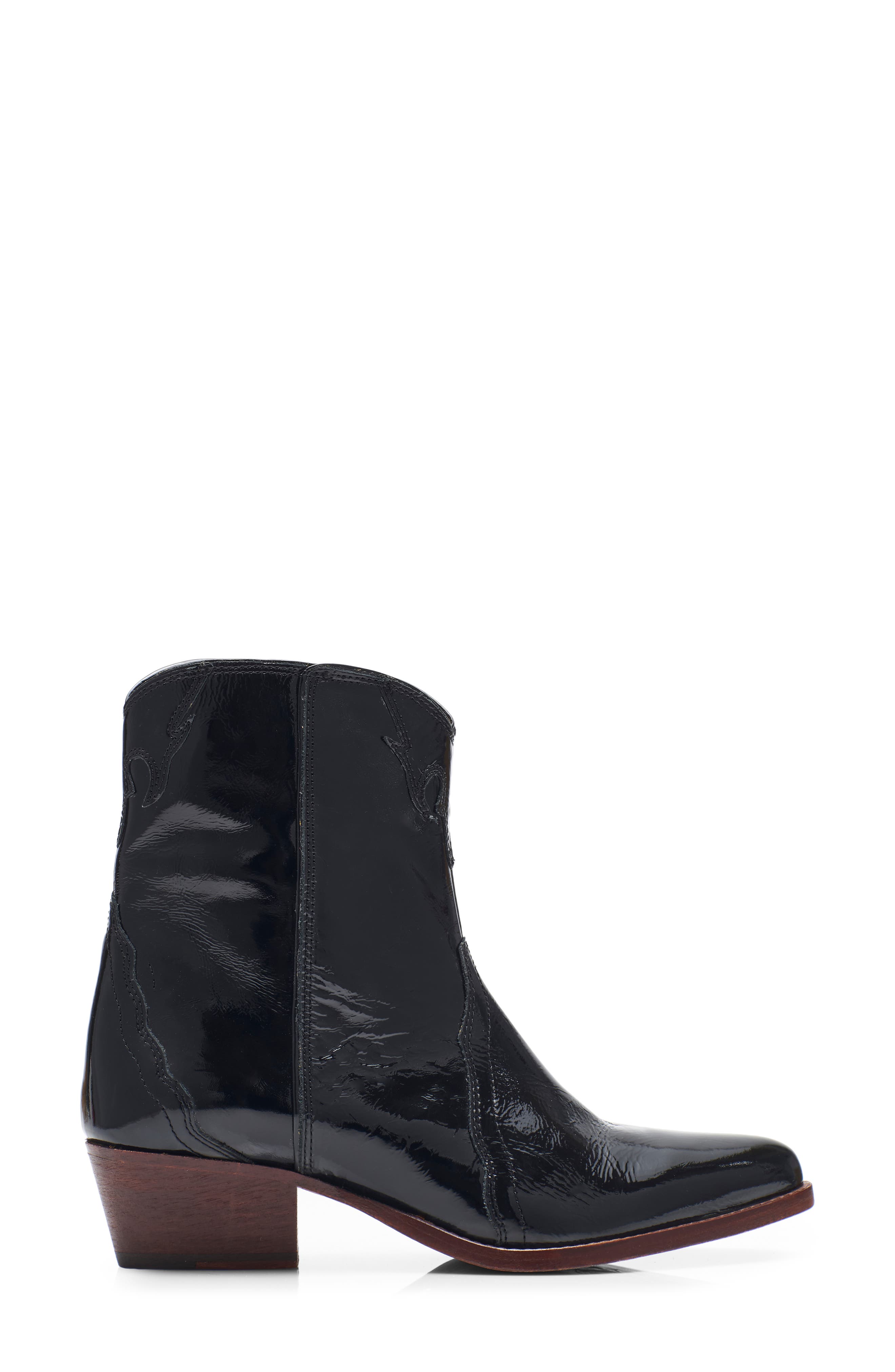 New Frontier Western Bootie, Alternate, color, BLACK LEATHER