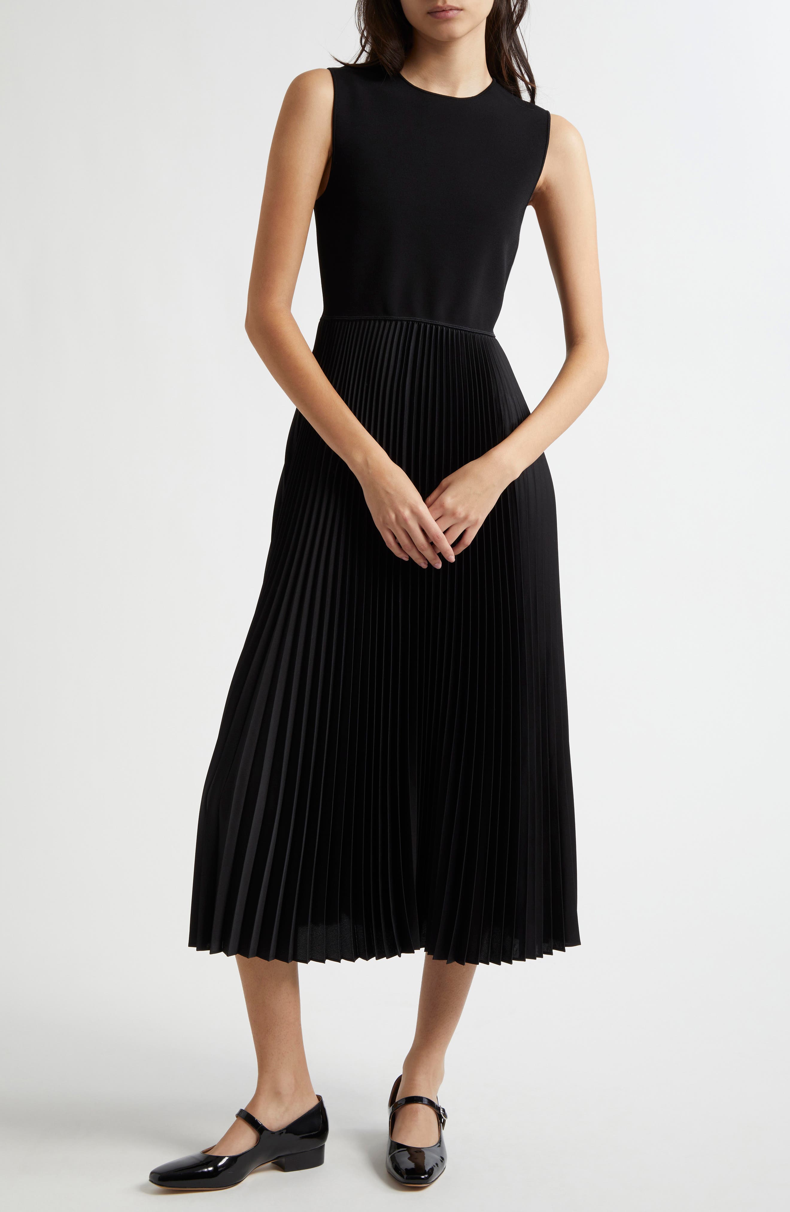Theory Sleeveless Pleated Midi Dress