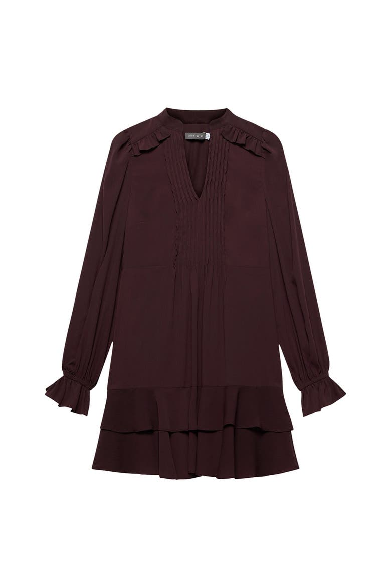 Ruffle Mini Dress, Alternate, color, Burgundy