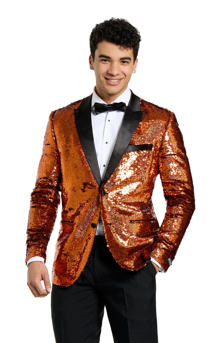 OppoSuits Sapphire Sequin Two-Piece Tuxedo & Bow Tie, Alternate, color, Gold