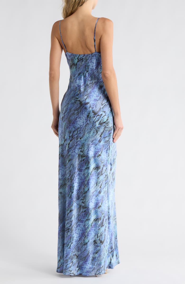 L'AGENCE Serita Bias Cut Silk Slipdress, Alternate, color, Blue Snake