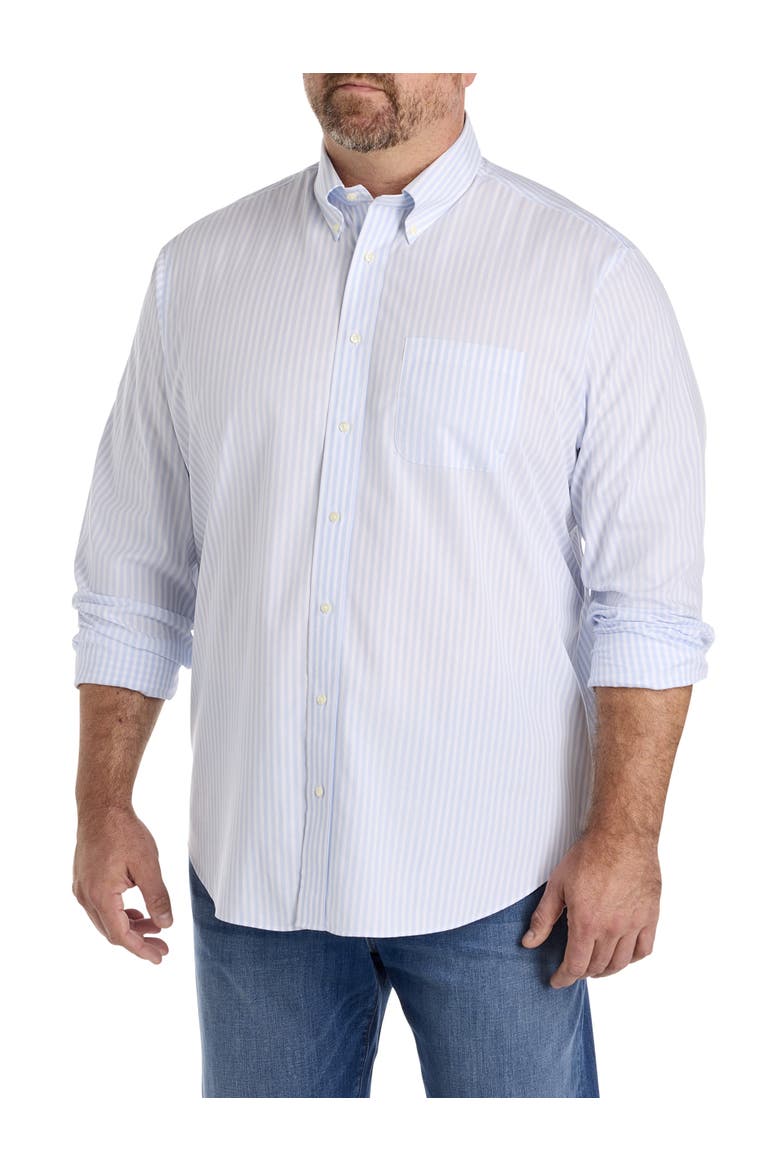 Big & Tall Non-Iron Grounded Striped Dress Shirt, Alternate, color, BLUE