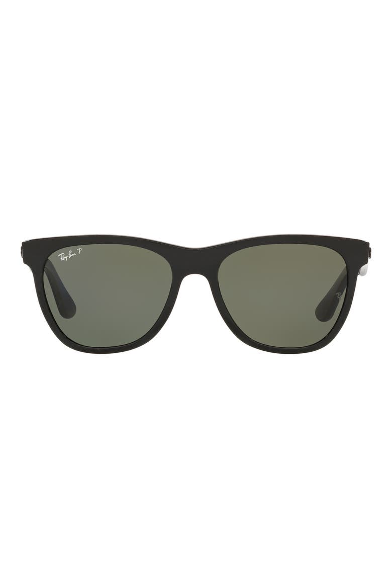 54mm Polarized Wayfarer Sunglasses, Main, color, BLACK