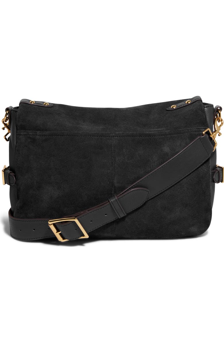 AIMEE Gramercy Suede Messenger Bag, Alternate, color, Black Suede