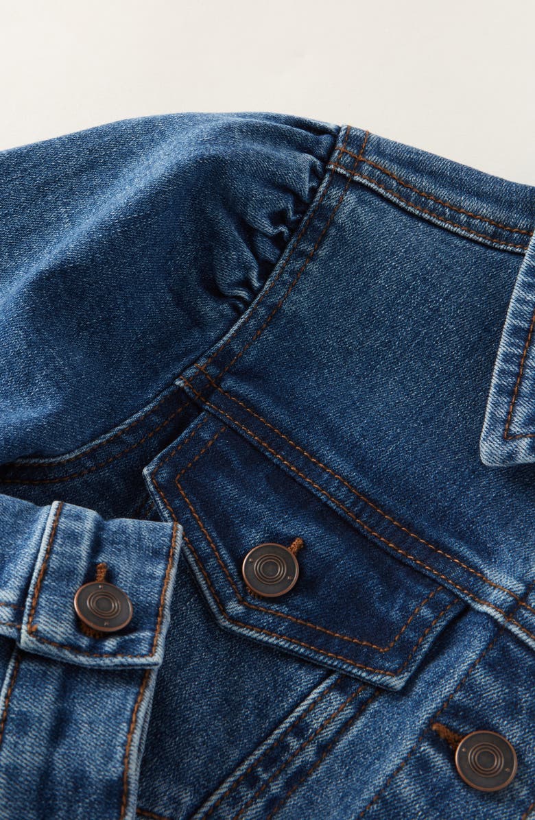 Nordstrom Kids' Puff Shoulder Denim Trucker Jacket, Alternate, color, Medium Blue Wash