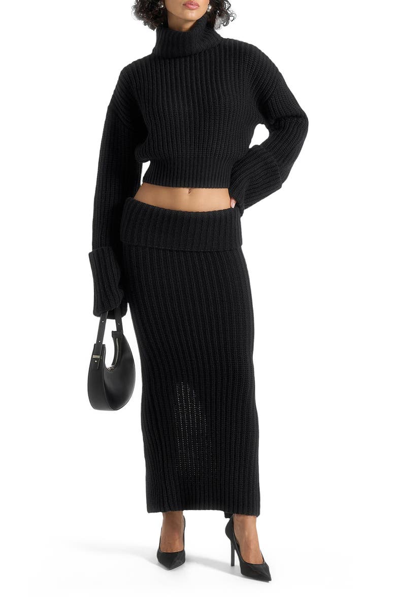 Manière De Voir Amaya Roll Neck Knit Jumper With Cuffs, Alternate, color, Black