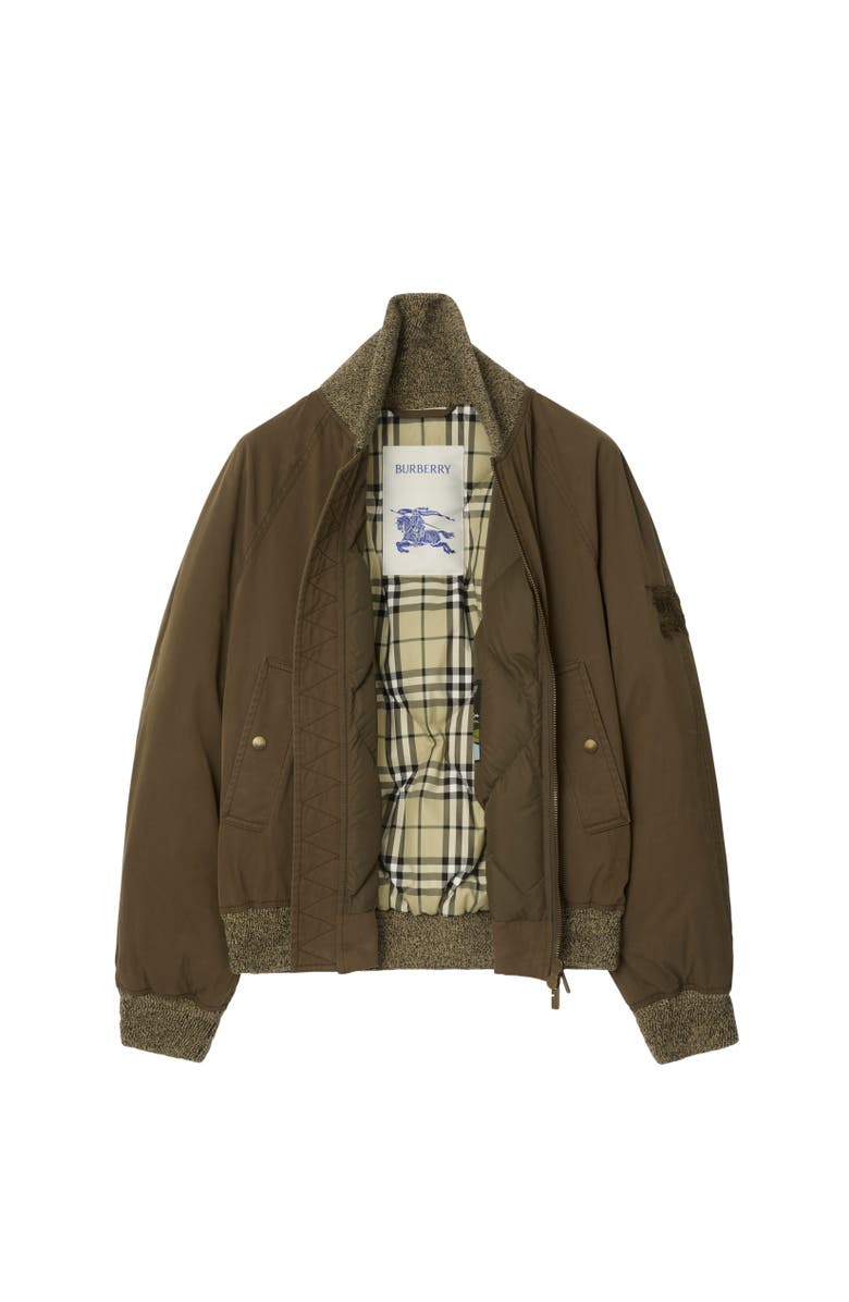 Burberry Gabardine Bomber Jacket, Alternate, color, Thorn Green
