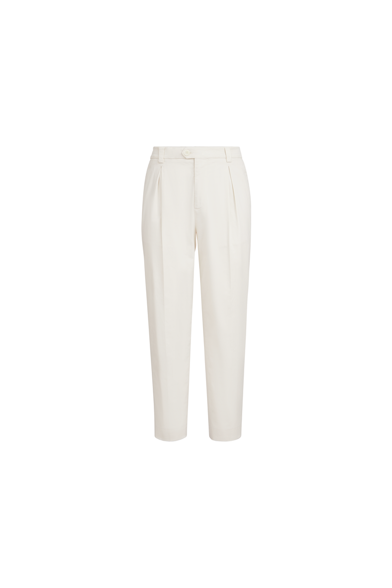 Garment-dyed trousers in American Pima cotton comfort gabardine with tee holder, Alternate, color, White