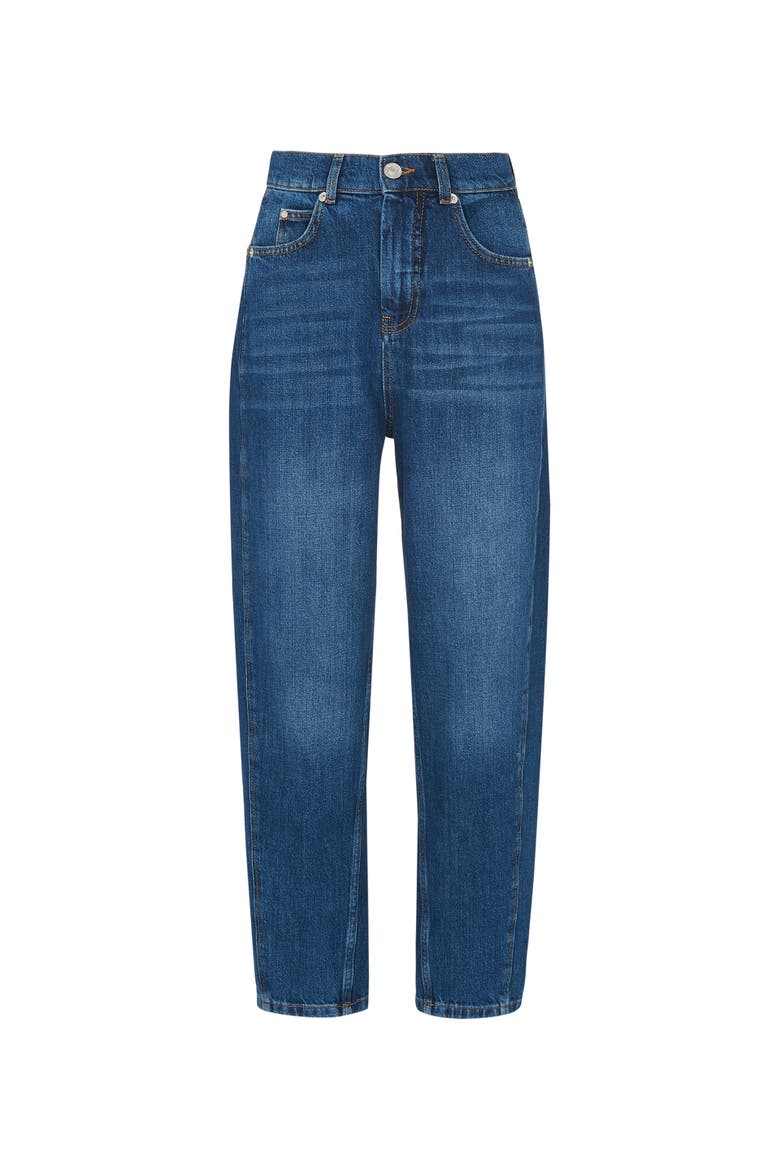 Stretch Barrel Leg Jeans, Alternate, color, Denim
