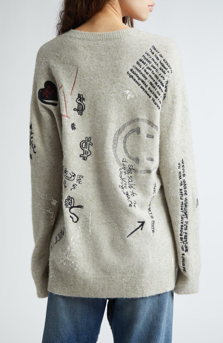 R13 Oversize Embroidered Sweater, Alternate, color, 