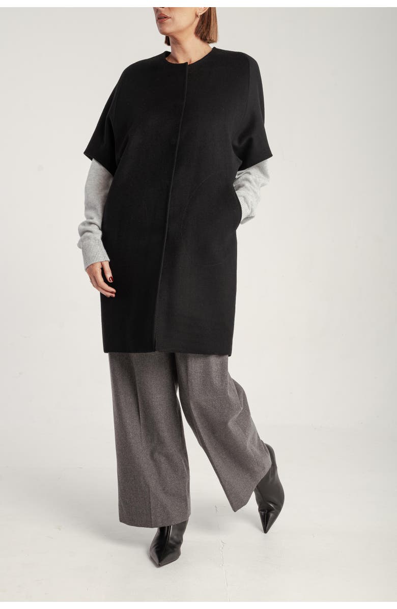 1982 Cashmere Short Sleeve Crew Neck Coat, Alternate, color, Black